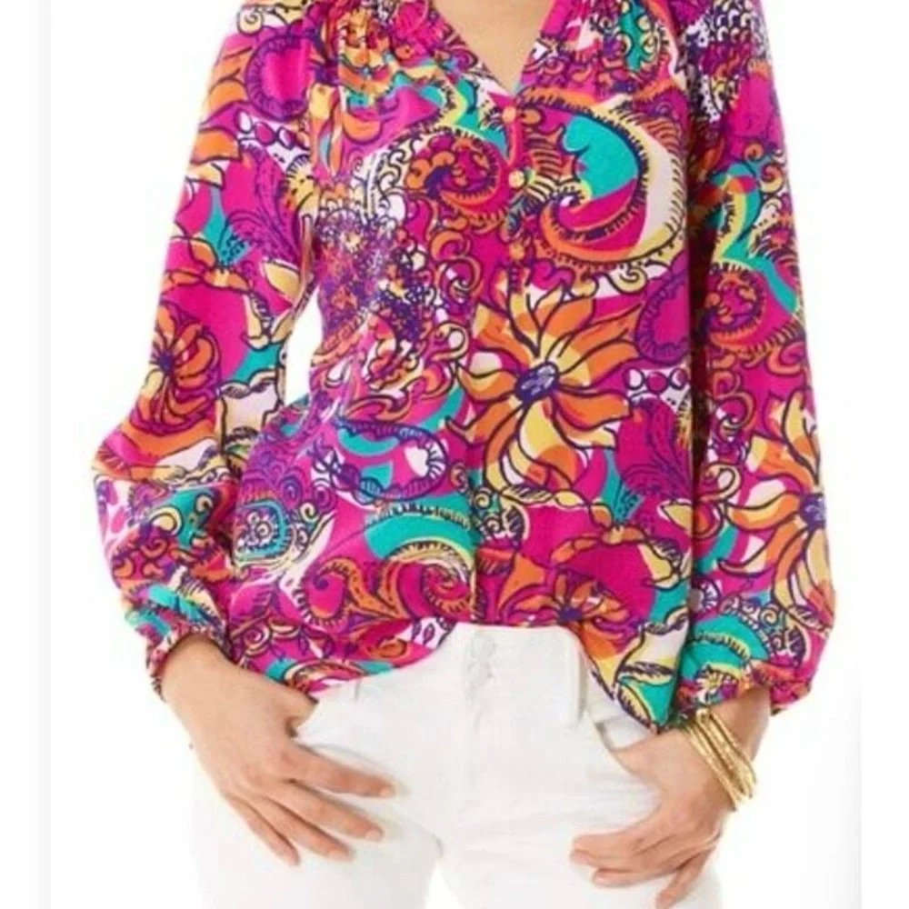 LILLY PULITZER Elsa Silk Blouse - Picture 13 of 13
